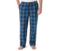Amazon Essentials Pantaloni Pigiama in Popeline di Cotone dalla Linea Dritta con Coulisse ed Elastico in Vita Uomo, Blu Verde Motivo Quadri Grandi, L