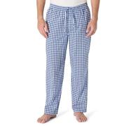 Amazon Essentials Pantaloni Pigiama in Popeline di Cotone dalla Linea Dritta con Coulisse ed Elastico in Vita Uomo, Blu Chiaro Bianco Motivo Scozzese, L