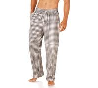 Amazon Essentials Pantaloni Pigiama in Popeline di Cotone dalla Linea Dritta con Coulisse ed Elastico in Vita Uomo, Nero Grigio Motivo Scozzese, L