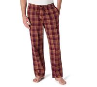 Amazon Essentials Pantaloni Pigiama in Popeline di Cotone dalla Linea Dritta con Coulisse ed Elastico in Vita Uomo, Bordeaux Ruggine Motivo A Quadri Misto, L