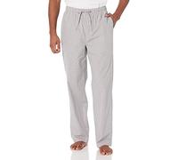 Amazon Essentials Pantaloni Pigiama in Popeline di Cotone dalla Linea Dritta con Coulisse ed Elastico in Vita Uomo, Grigio Motivo Scozzese, L