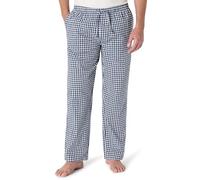 Amazon Essentials Pantaloni Pigiama in Popeline di Cotone dalla Linea Dritta con Coulisse ed Elastico in Vita Uomo, Blu Marino Bianco Percalle, L