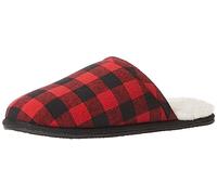 Amazon Essentials Pantofole Comode Uomo, Nero Rosso Buffalo Check, 41 EU