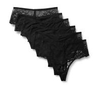 Amazon Essentials Perizoma a Vita Alta in Pizzo Gallone Elasticizzato Donna, Pacco da 6, Nero, 50