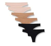 Amazon Essentials Perizoma in Microfibra Effetto Pesca Donna, Pacco da 6, Bronzo Lavato/Nero/Petalo Chiaro, 50