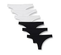 Amazon Essentials Perizoma in Microfibra Effetto Pesca Donna, Pacco da 6, Nero/Bianco, 48