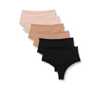 Amazon Essentials Perizoma in Microfibra (Perizoma e Perizoma a Vita Alta) Donna, Pacco da 6, Bronzo Lavato/Nero/Petalo Chiaro, 42