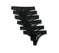 Amazon Essentials Perizoma in Pizzo Elasticizzato Donna, Pacco da 6, Nero, 42