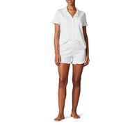 Amazon Essentials Pigiama da Donna in Cotone Modal con Colletto a Intaglio e Bordo, Comodo Abbigliamento da casa (Disponibile in Taglie Forti), Stampa a Pois Bianchi, L