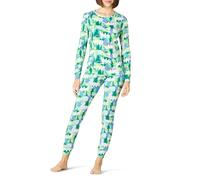 Amazon Essentials Pigiama in Cotone dalla vestibilità Comoda (Disponibile in Taglie Forti) Donna, Avorio Mimetica con Orso Festivo/Verde Smeraldo, M