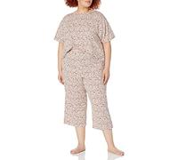 Amazon Essentials Pigiama in jersey di maglia - colori fuori produzione Donna, Beige Leopardata, XL Plus