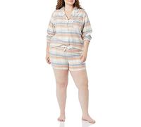 Amazon Essentials Pigiama leggero in flanella con pantaloncini - colori fuori produzione Donna, Beige Motivo A Quadri Misto, XS