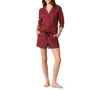 Amazon Essentials Pigiama Leggero in Flanella con Pantaloncini Donna, Nero Rosso Buffalo Plaid Mini, XL