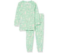 Amazon Essentials Pigiama unisex in cotone aderente per bambini, motivo: animali della foresta verde menta, 12 mesi