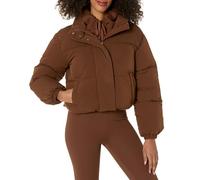 Amazon Essentials Piumino Corto con Cerniera a Tutta Lunghezza (Pile Trapuntato Opaco o Sherpa) Donna, Marrone Intenso, XL