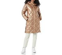 Amazon Essentials Piumino Invernale Pesante con Cappuccio al Ginocchio Trapuntato A Rombi Donna, Taupe Metallizzato, M