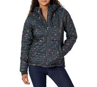 Amazon Essentials Piumino Leggero Trapuntato con Cappuccio Foderato in Sherpa Impermeabile con Cerniera Integrale Donna, Nero Leafy Floral, L