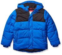 Amazon Essentials Piumino Pesante con Cappuccio Bambini e Ragazzi, Blu Cobalto Nero Color Block, 10 Anni