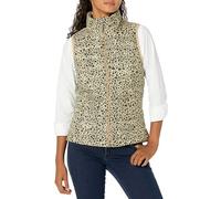 Amazon Essentials Piumino Smanicato Ripiegabile Impermeabile Leggero Donna, Cammello Chiaro Stampa Leopardata, XS