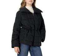 Amazon Essentials Piumino Trapuntato a Quadri con Vita Regolabile, Vestibilità Oversize Donna, Nero, XL