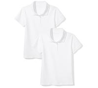Amazon Essentials Polo a maniche corte da bambina, in tessuto interlock, confezione da 2, colore bianco, 5 anni