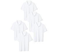Amazon Essentials Polo a maniche corte da ragazzo, in piqué, confezione da 5, colore bianco, 9 anni