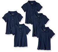 Amazon Essentials Polo A Maniche Corte da Uniforme in Interlock Bambine e Ragazze, Pacco da 5, Blu Marino, 5 Anni