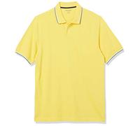 Amazon Essentials Polo a Maniche Corte in piqué di Cotone, vestibilità Classica (Disponibile in Taglie Forti) Uomo, Giallo Twin Stripe, M