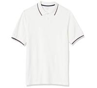 Amazon Essentials Polo a Maniche Corte in piqué di Cotone, vestibilità Classica (Disponibile in Taglie Forti) Uomo, Bianco Twin Stripe, XXL
