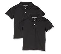 Amazon Essentials Polo Active Performance per Bambini, Confezione da 2, Colore Nero, 4T