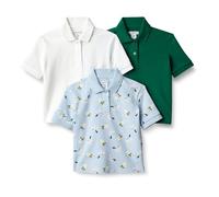 Amazon Essentials Polo da Bambina in Cotone e Spandex, Confezione da 3, Verde Scuro/Bianco/Leone e Pony, 18 Mesi