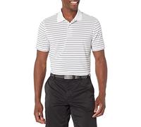 Amazon Essentials Polo da Golf, Maniche Corte, Slim Fit, Asciugatura Rapida Uomo, Bianco Righe, XXL