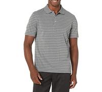 Amazon Essentials Polo da Golf, Maniche Corte, Slim Fit, Asciugatura Rapida Uomo, Grigio Medio Puntinato Righe, S