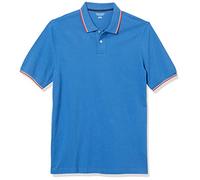 Amazon Essentials Polo in Cotone piqué vestibilità Regular (Disponibile in Taglie Extra Forti) Uomo, Blu Rosso Bianco Righe, S