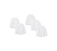Amazon Essentials Polo in Filato piqué a Maniche Lunghe Bambini e Ragazzi, Pacco da 5, Bianco, 5 Anni