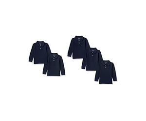 Amazon Essentials Polo in Filato piqué a Maniche Lunghe Bambini e Ragazzi, Pacco da 5, Blu Marino, 3 Anni