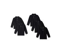 Amazon Essentials Polo in Filato piqué a Maniche Lunghe Bambini e Ragazzi, Pacco da 5, Nero, 8 Anni