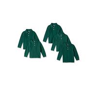 Amazon Essentials Polo in Filato piqué a Maniche Lunghe Bambini e Ragazzi, Pacco da 5, Verde Scuro, 8 Anni