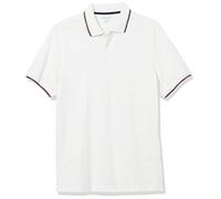 Amazon Essentials Polo in piqué di Cotone Slim Uomo, Bianco Thin Stripe, XS