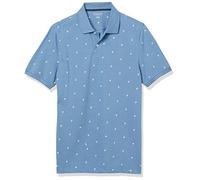 Amazon Essentials Polo in piqué di Cotone Slim Uomo, Blu Stampa Palme, XXL