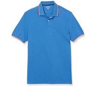 Amazon Essentials Polo in piqué di Cotone Slim Uomo, Blu Thin Stripe, XS