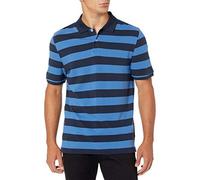 Amazon Essentials Polo in piqué di Cotone Slim Uomo, Nero Blu Righe da Rugby, XS