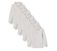 Amazon Essentials Polo in Tessuto Interlock a Maniche Lunghe Bambine e Ragazze, Pacco da 5, Grigio Puntinato, 10 Anni