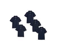 Amazon Essentials Polo Maniche Corte in piqué per Uniforme Scolastica Bambini e Ragazzi, Pacco da 5, Blu Marino, 4 Anni