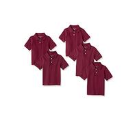 Amazon Essentials Polo Maniche Corte in piqué per Uniforme Scolastica Bambini e Ragazzi, Pacco da 5, Bordeaux, 3 Anni