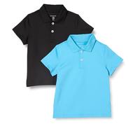 Amazon Essentials Polo Tecniche a Maniche Corte Performance Bambini e Ragazzi, Pacco da 2, Blu Acqua/Nero, 5 anni