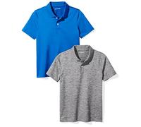Amazon Essentials Polo Tecniche a Maniche Corte Performance Bambini e Ragazzi, Pacco da 2, Blu Cobalto/Grigio Tintura Policromatica, 11-12 Anni