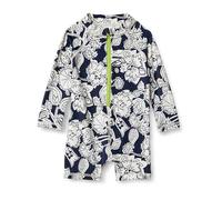 Amazon Essentials Rashguard Monopezzo a Manica Lunga Unisex Bimbi, Blu Marino Folk Floral, 3-6 Mesi