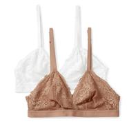 Amazon Essentials Reggiseno a Triangolo Elasticizzato Galloon in Pizzo Sfoderato, Bianco/Bronzo Lavato, M