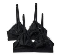 Amazon Essentials Reggiseno a Triangolo Elasticizzato Galloon in Pizzo Sfoderato, Nero, XL